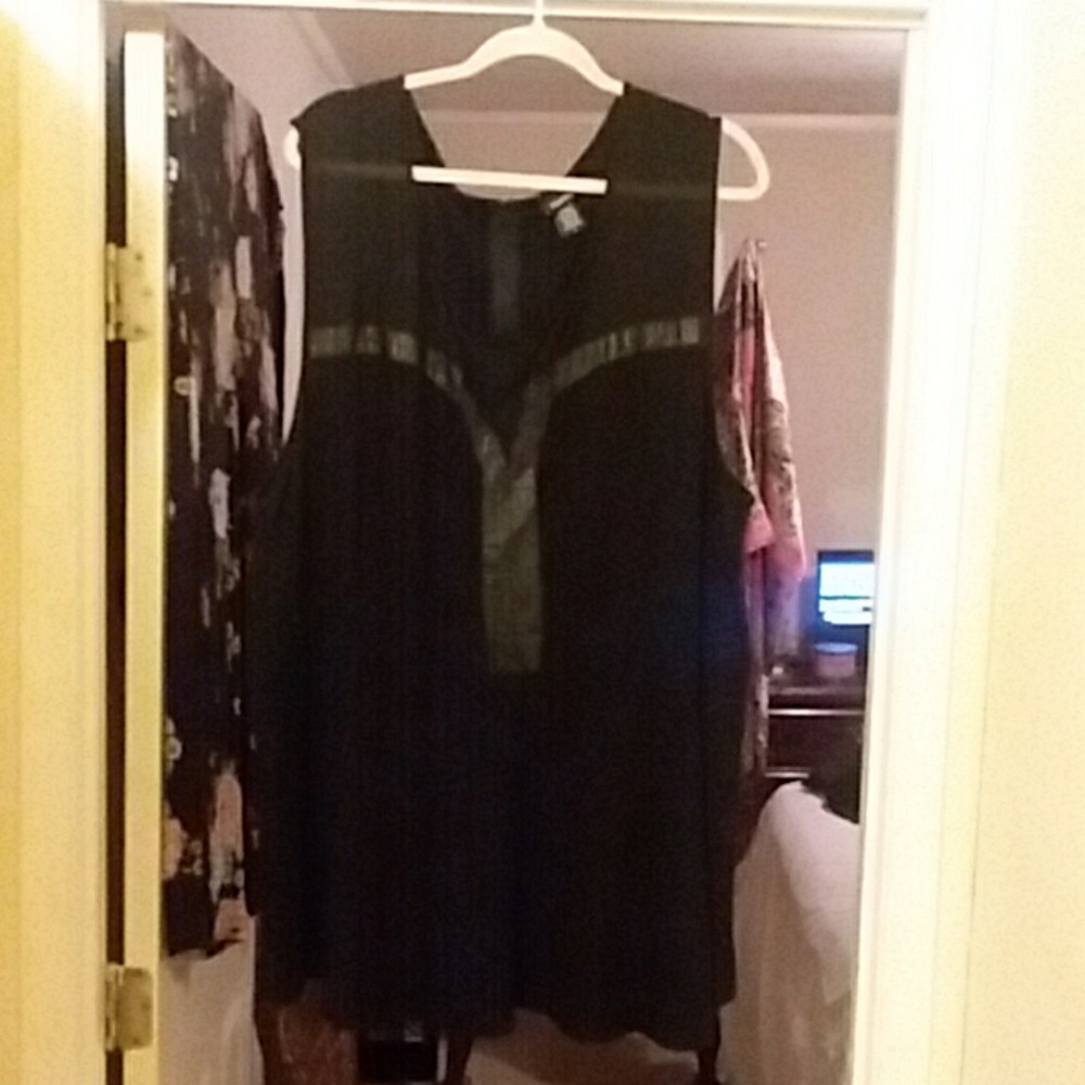 Torrid Black Faux Leather and Mesh Top